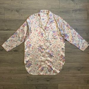 Vintage Cream Floral Nightgown By Kathryn Small With Lace And Ribbon Accents